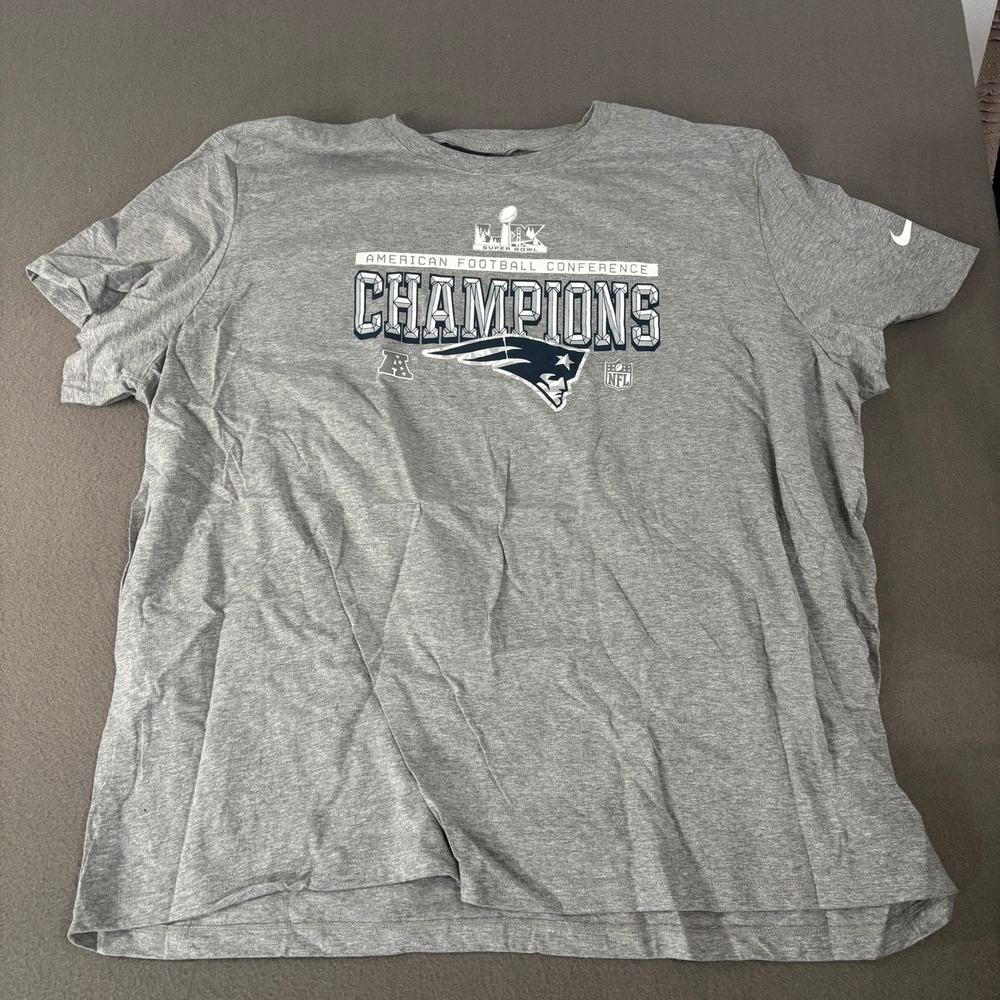 Nike New England Patriots AFC Champions T-Shirt Mens 4XL Grey Short Sleeve